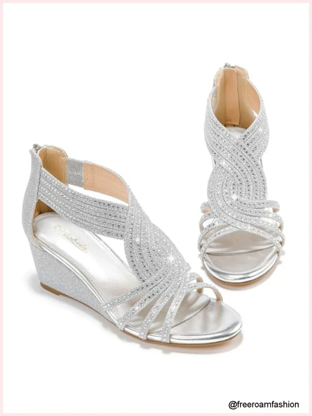 Sparkly Rhinestone Wedge Sandals Open Toe Dressy